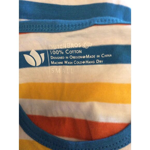Dutch Brothers Striped Tank Top Shirt Small S Cotton - Picture 4 of 6
